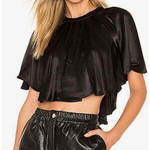 Divine Heritage Cropped Black Cape Blouse Size L